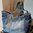 Distressed Patch Pocket Oversized Tote