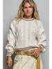 Cable Knit Crewneck Cream Sweater - POL