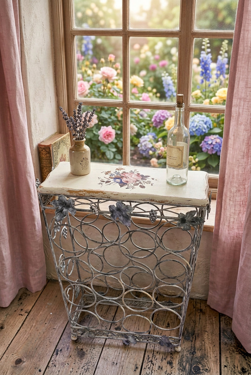 Vintage Floral Wine Rack