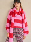 Striped Pink/Red Knit Sweater & Scarf - Jade By Jane