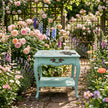 Floral Curvy Side Table - Antique Blue