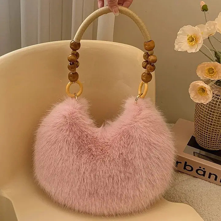 Winter Pink Soft Fluffy Handbag