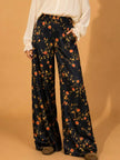 Pumpkin Blossom Print Wide Leg Pants - Jade By Jane