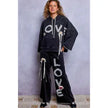 Vintage-Washed French Terry Love Lace Crochet Patch Hoodie - POL