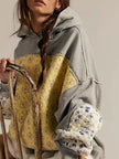 Patchwork Quilted Hoodie Sweatshirt