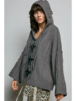 V-Neck Star Lace Patch Sweater - POL