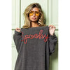 Spooky Lettering Two Tone Rib Knit Sweatshirt - BiBi