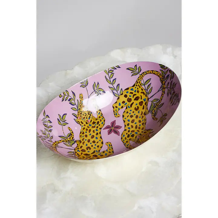 Painterly Floral Leopard Ceramic Bowl - POL