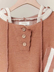 Color Block Stripe Hoodie Rust Sweater - Mello