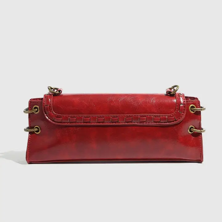 Vintage Square Red Shoulder Bag w/Chain Strap