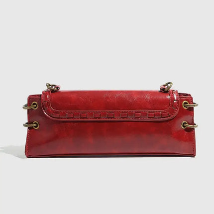 Vintage Square Red Shoulder Bag w/Chain Strap