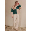 Color Block Loose Fit Emerald Sweater - Mello