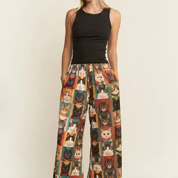 Cat Portrait Wide Leg Pants - Jade By Jane