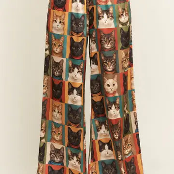Cat Portrait Wide Leg Pants - Jade By Jane