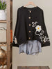 Floral Embroidered Black Cardigan - Mello