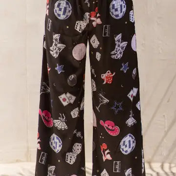 Party Collage Satin Pants - Jade By Jane