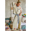 3D Embroidered Cream Chenille Sweater- POL