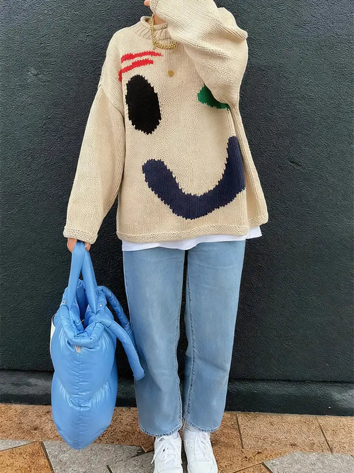 Playful Face Knit Sweater