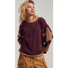 Raw Seam Star Patch Slouchy Knit Top - Urban Daizy