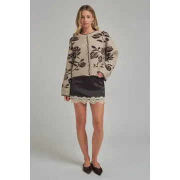 Chocolate Satin Mini Skirt w/Shorts Lining - BON