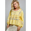 Embroidery Lace Pineapple Square Neck Long Sleeve Top - POL