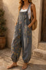 Floral Distressed Overalls
