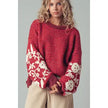 Floral Embroidered Striped Knit Rust Sweater - Urban Daizy
