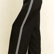 Black Satin Sweatpants w/Side Checkerboard - Jade By Jane