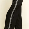 Black Satin Sweatpants w/Side Checkerboard - Jade By Jane