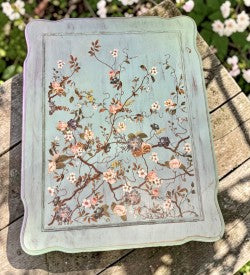 Floral Curvy Side Table - Antique Blue