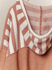 Color Block Stripe Hoodie Rust Sweater - Mello