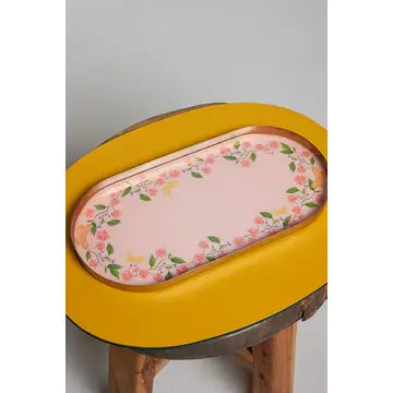 Butterfly Bloom Metallic Rim Serving Tray - POL