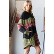 Oli&Hali Black Patchwork Plaid Tunic Top