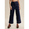 Listicle Contrast Stitch Wide Leg Dark Denim