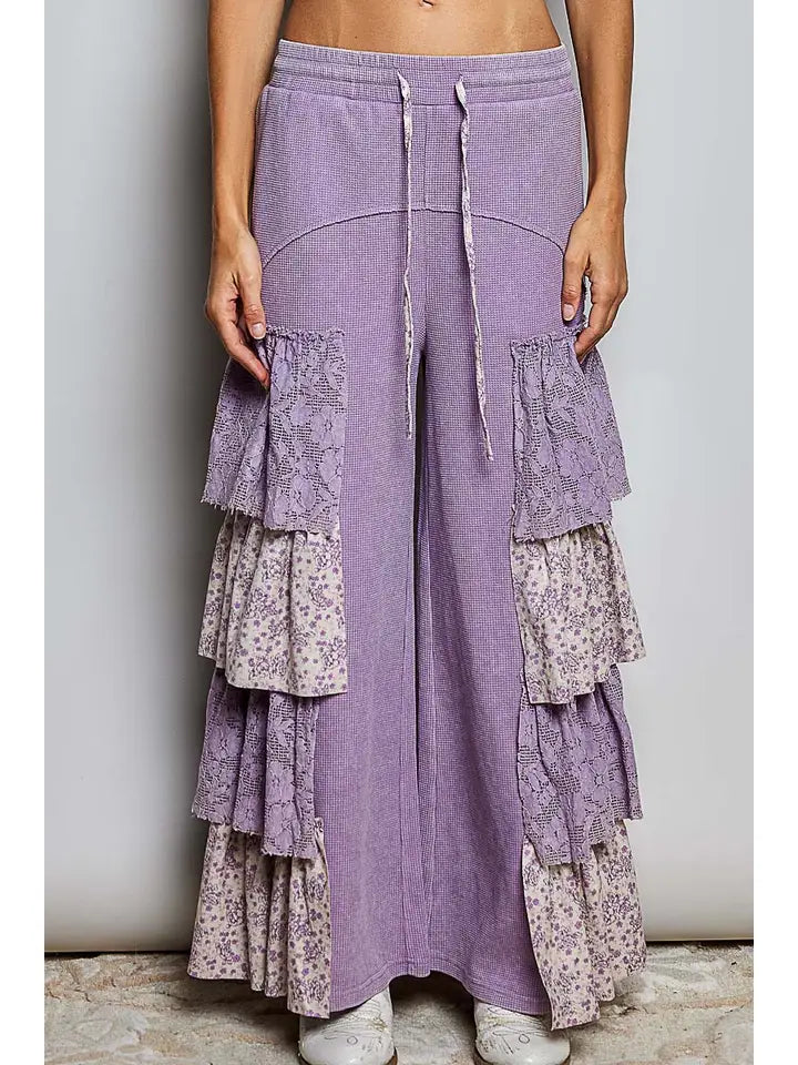 Vintage Lace Ruffle Lilac Pants - POL