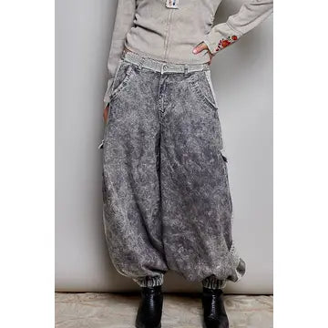 Vintage Crochet Patch Floral Joggers - POL