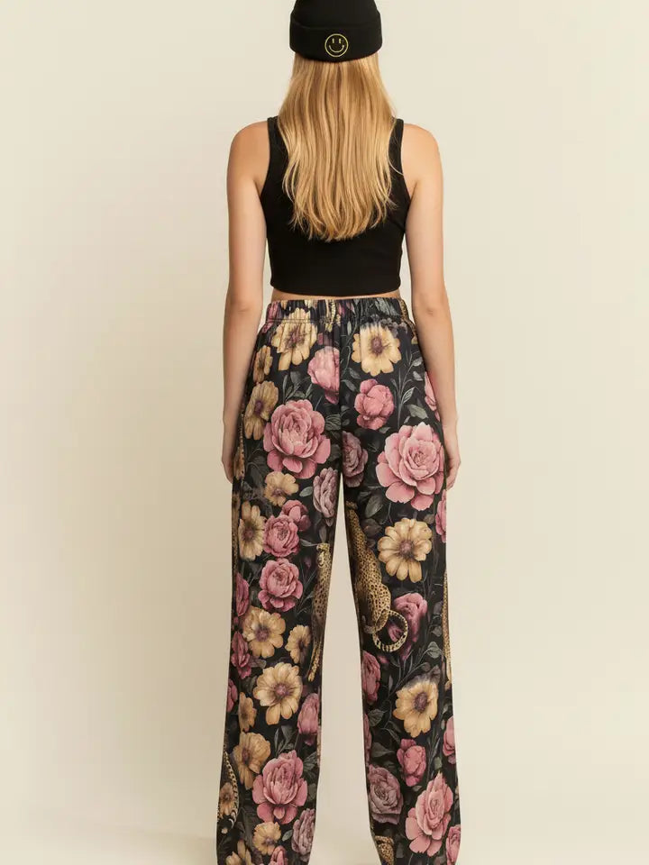Floral Noir Cheetah Pants - Jade By Jane