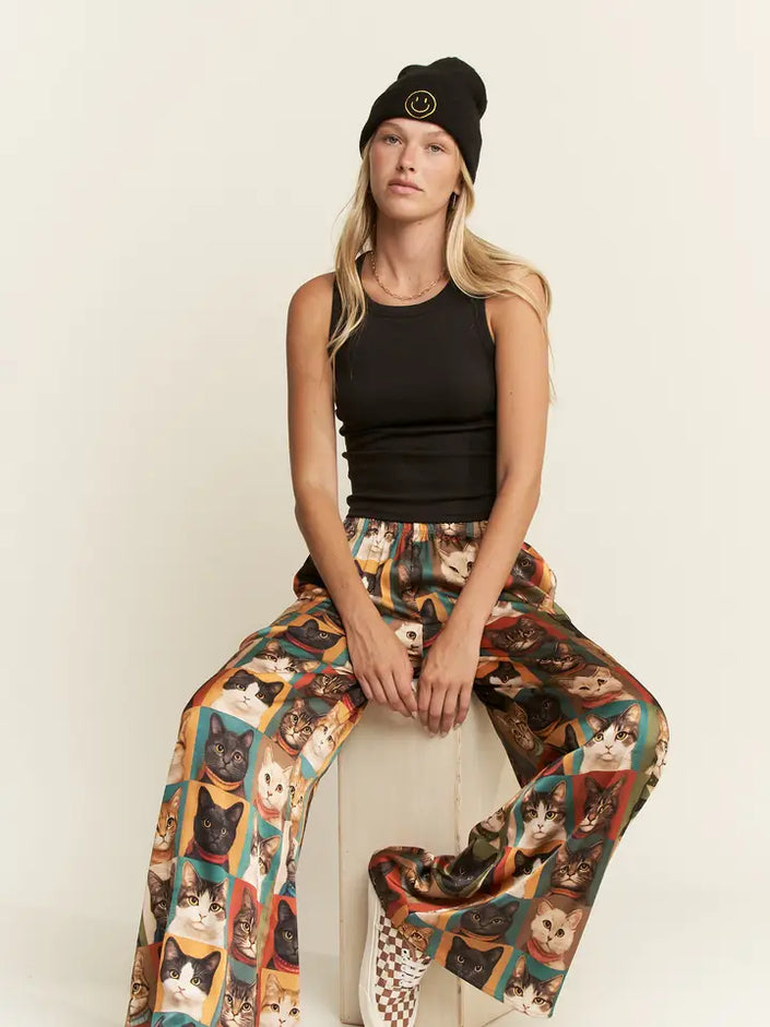 Cat Portrait Wide Leg Pants - Jade By Jane