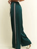 Green Satin Sweatpants w/Side Checkerboard - Jade By Jane