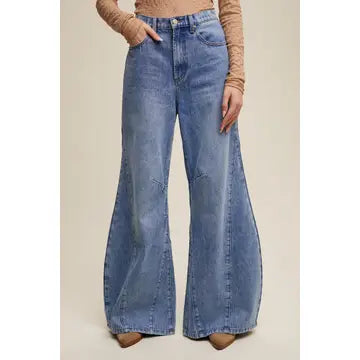 Listicle Wide Leg Panel Jeans