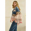 Oli&Hali Tiered Ruffle Hooded Denim Lace Top
