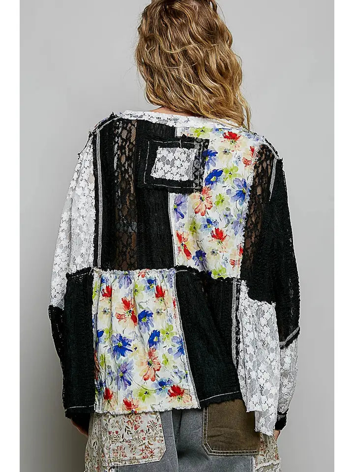Bohemian Lace Black Balloon Sleeve Top - POL