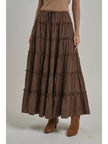 Mini Checkered Tiered Maxi Skirt - BON