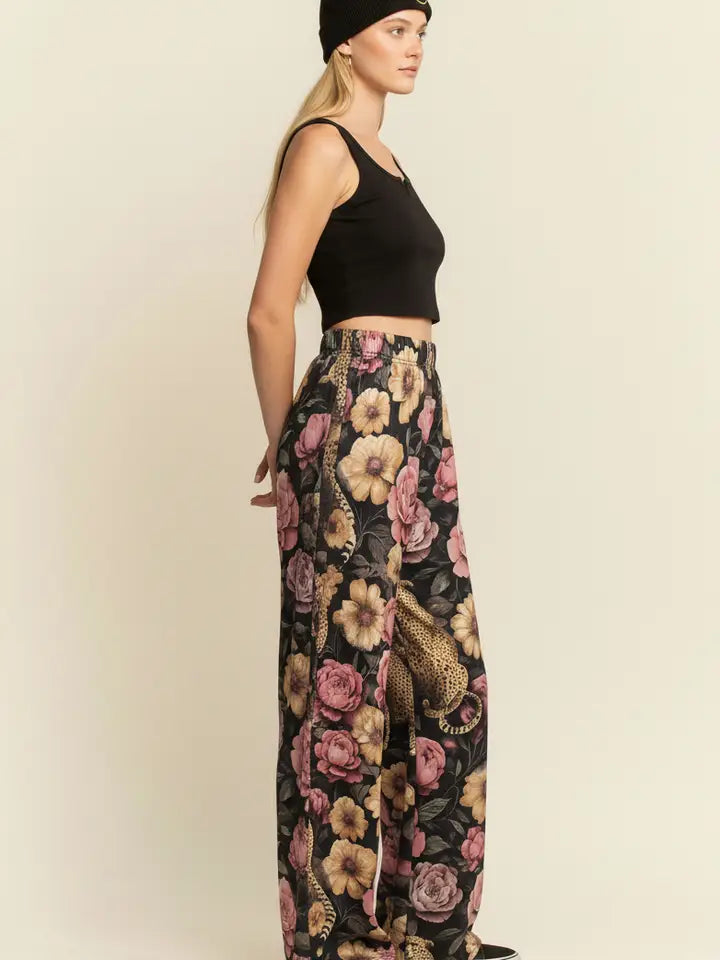 Floral Noir Cheetah Pants - Jade By Jane