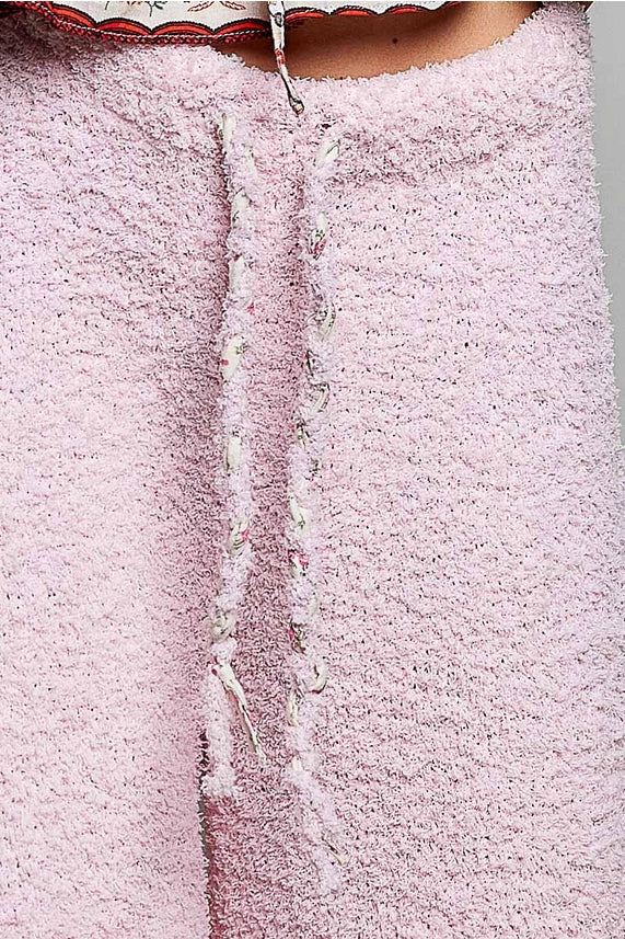 Baby Pink Drawstring Waist Sweater Pants - POL