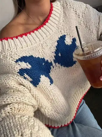 Cropped Knit Fish Sweater