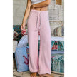 Baby Pink Drawstring Waist Sweater Pants - POL