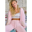Floral Printed Cozy Berber Pink Jacket - POL