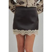 Chocolate Satin Mini Skirt w/Shorts Lining - BON