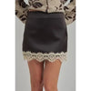 Chocolate Satin Mini Skirt w/Shorts Lining - BON